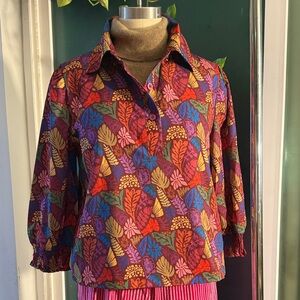 SSYS Colorful Leaf Pattern Blouse
